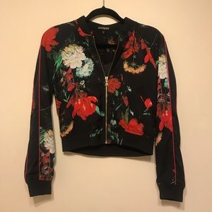 Express Red Floral Satin Jacket
